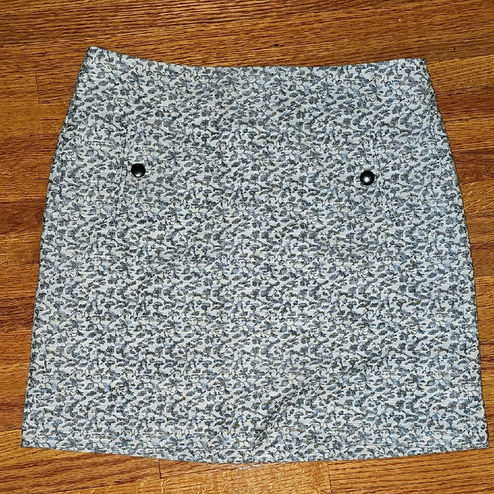 LOFT Blue Floral Patterned Pencil Skirt